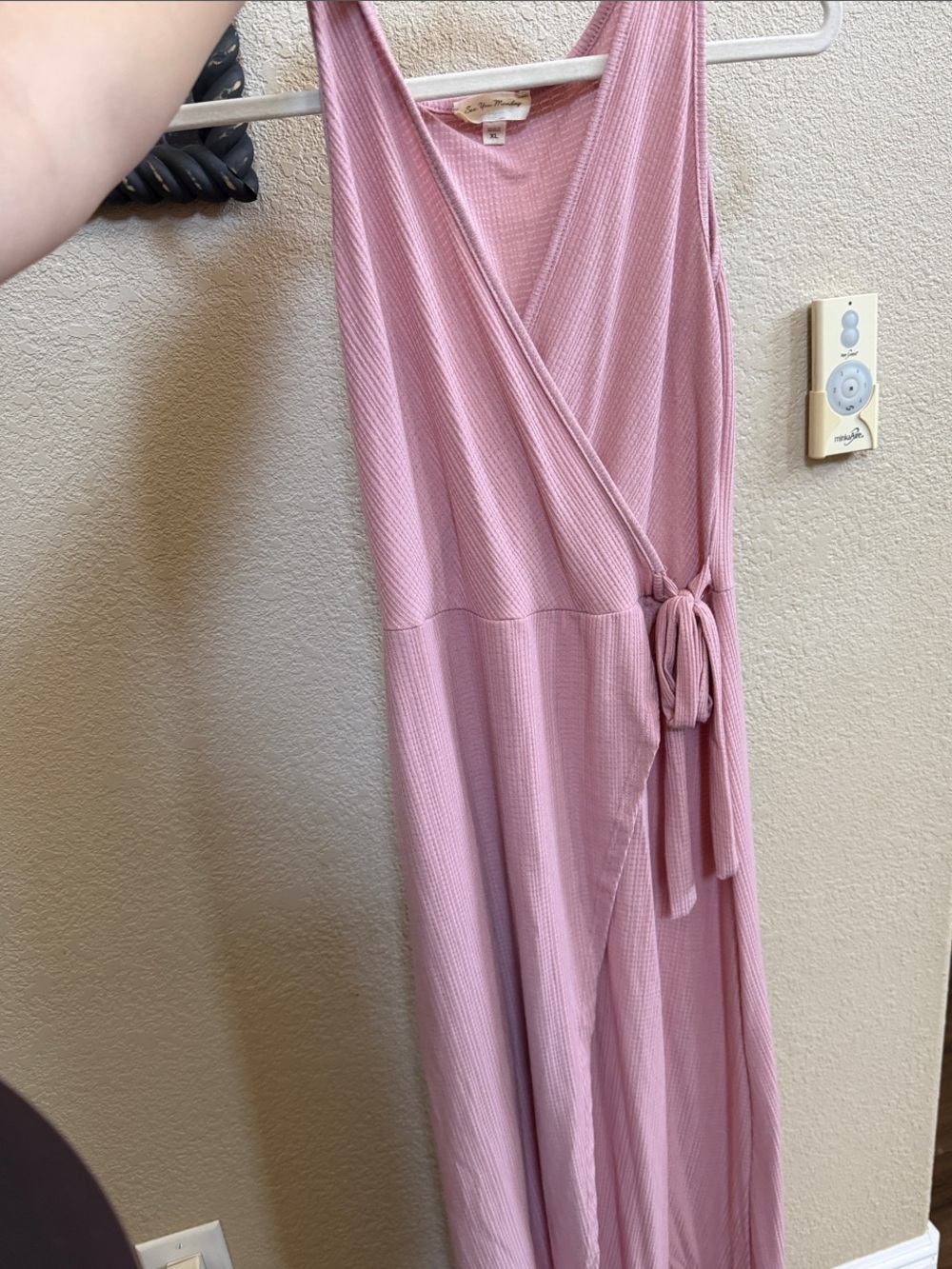 See You Monday Pink Sleeveless Wrap Maxi Dress